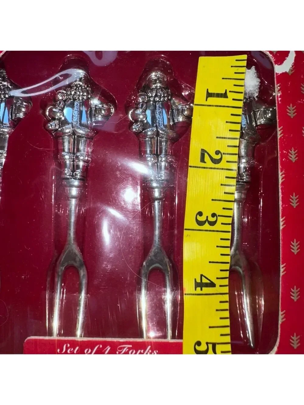 NOS Vintage 1999 Wallace Silversmiths Santa Fork Set 4 Piece Silverplated